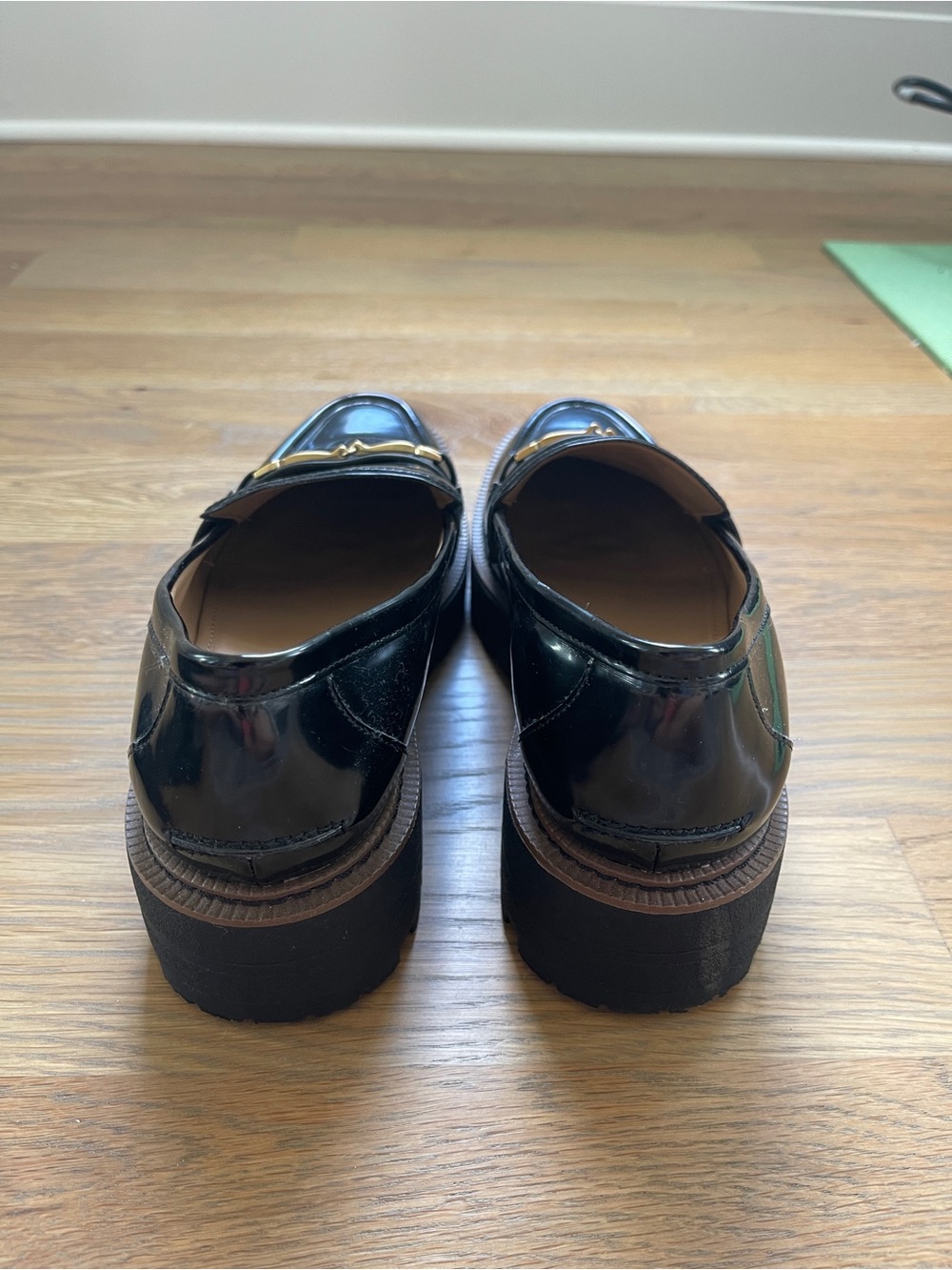 Sam Edelman Black Patent Loafers with Gold Bit - Picture 3 of 7